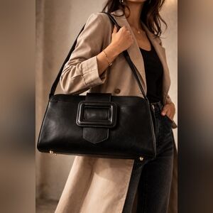 Divina Firenze Made In Italy Black Leather Shoulder Handbag